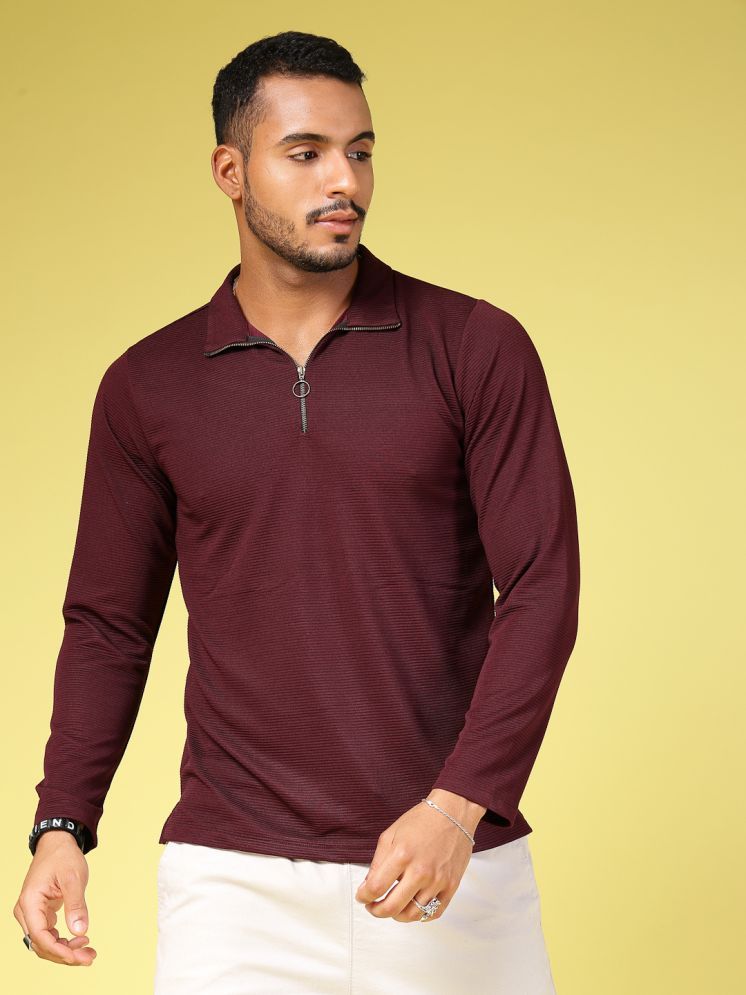     			Rigo Polyester Slim Fit Solid Full Sleeves Men's T-Shirt - Wine ( Pack of 1 )