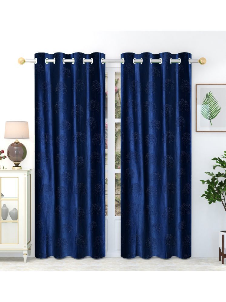     			SWIZIER Abstract Room Darkening Eyelet Curtain 7 ft ( Pack of 2 ) - Blue