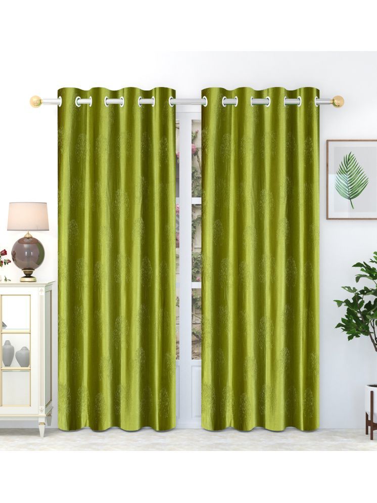     			SWIZIER Abstract Room Darkening Eyelet Curtain 5 ft ( Pack of 2 ) - Green