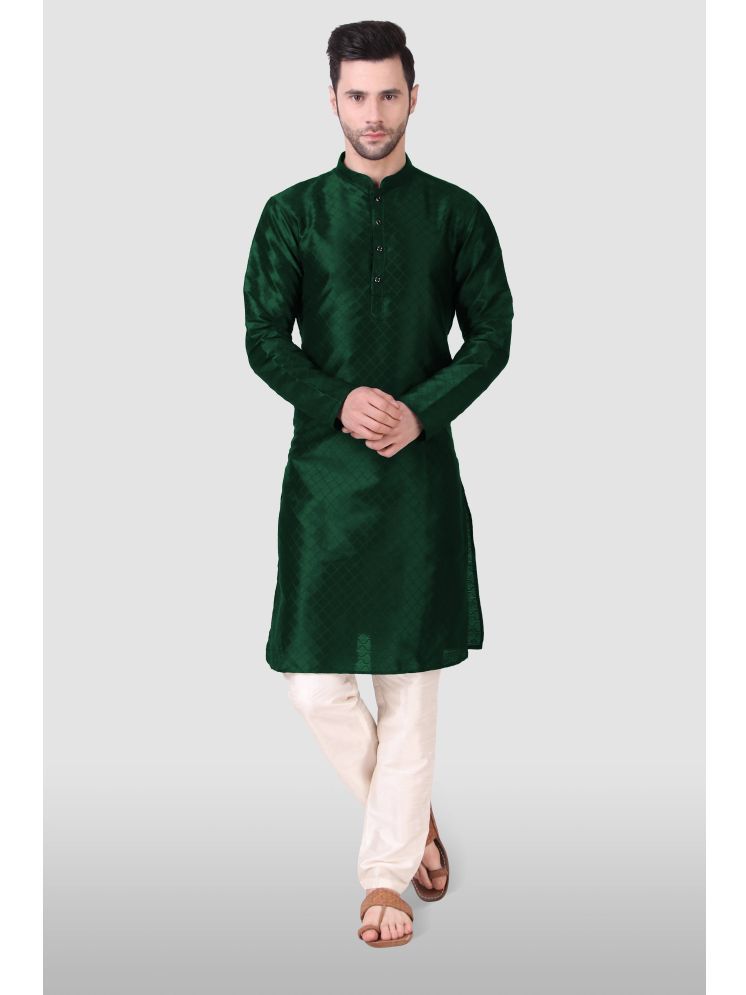     			koshin Dark Green Silk Men's Regular Kurta ( Pack of 1 )