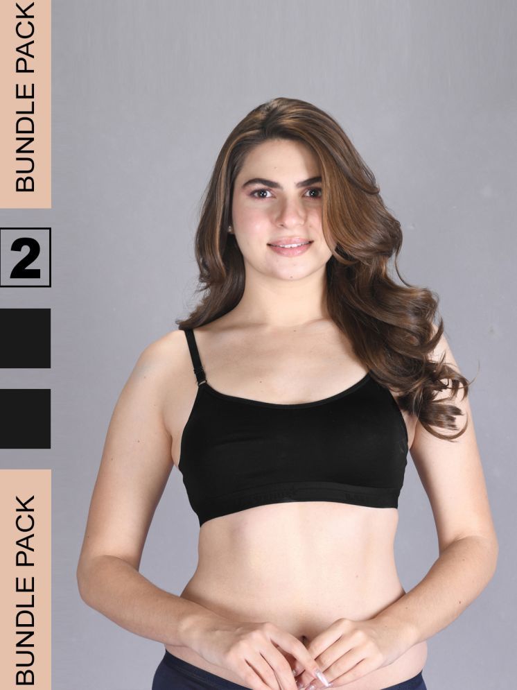     			lux venus Black Cotton Non Padded Women's Everyday Bra ( Pack of 2 )