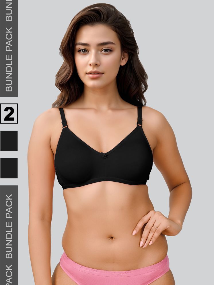     			lux venus Black Cotton Non Padded Women's Everyday Bra ( Pack of 2 )