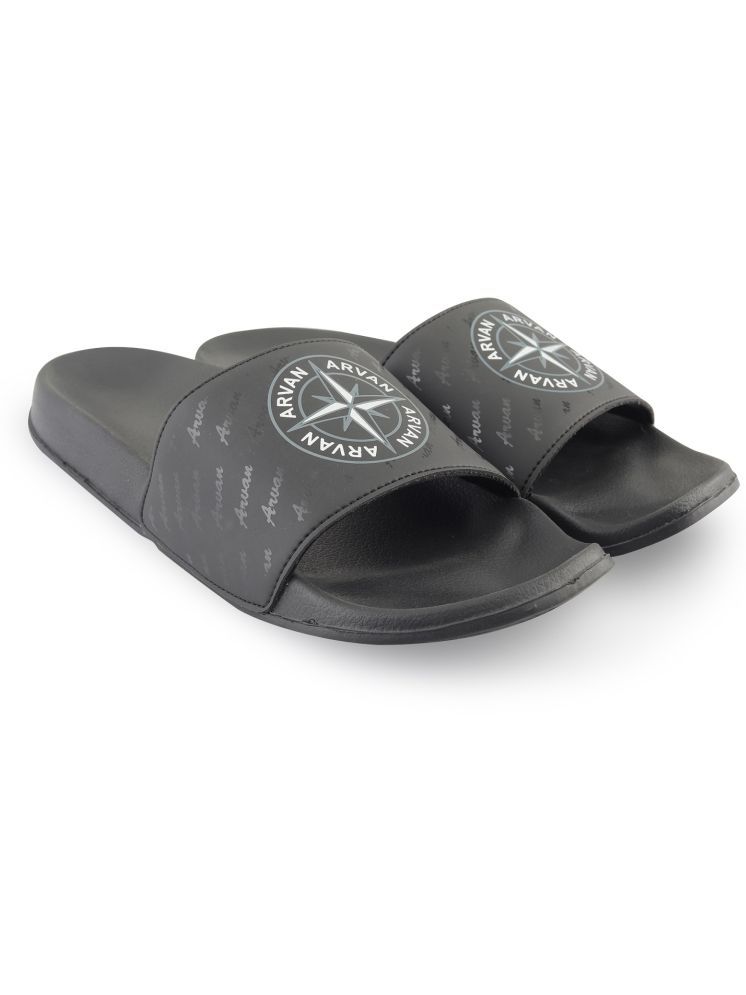     			ARVAN Black Men's Slide Flip Flop