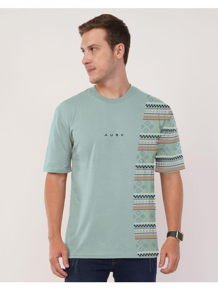     			AUSK Cotton Oversized Fit Printed Half Sleeves Men's T-Shirt - Sky Blue ( Pack of 1 )