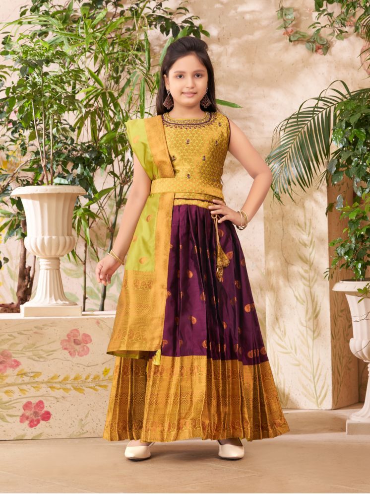     			Aarika Brocade Lehenga Choli Set For Girls ( Pack of 1 , Neon Green )