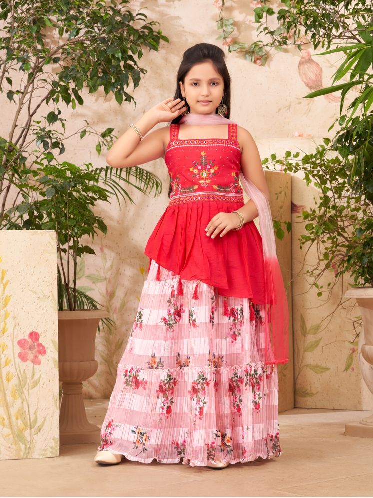     			Aarika Silk Lehenga Choli Set For Girls ( Pack of 1 , Pink )