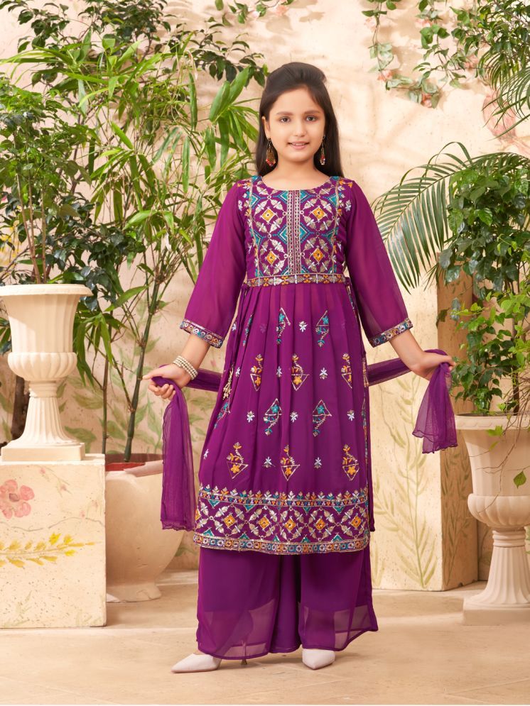     			Aarika Purple Georgette Girls Suit Sets ( Pack of 1 )