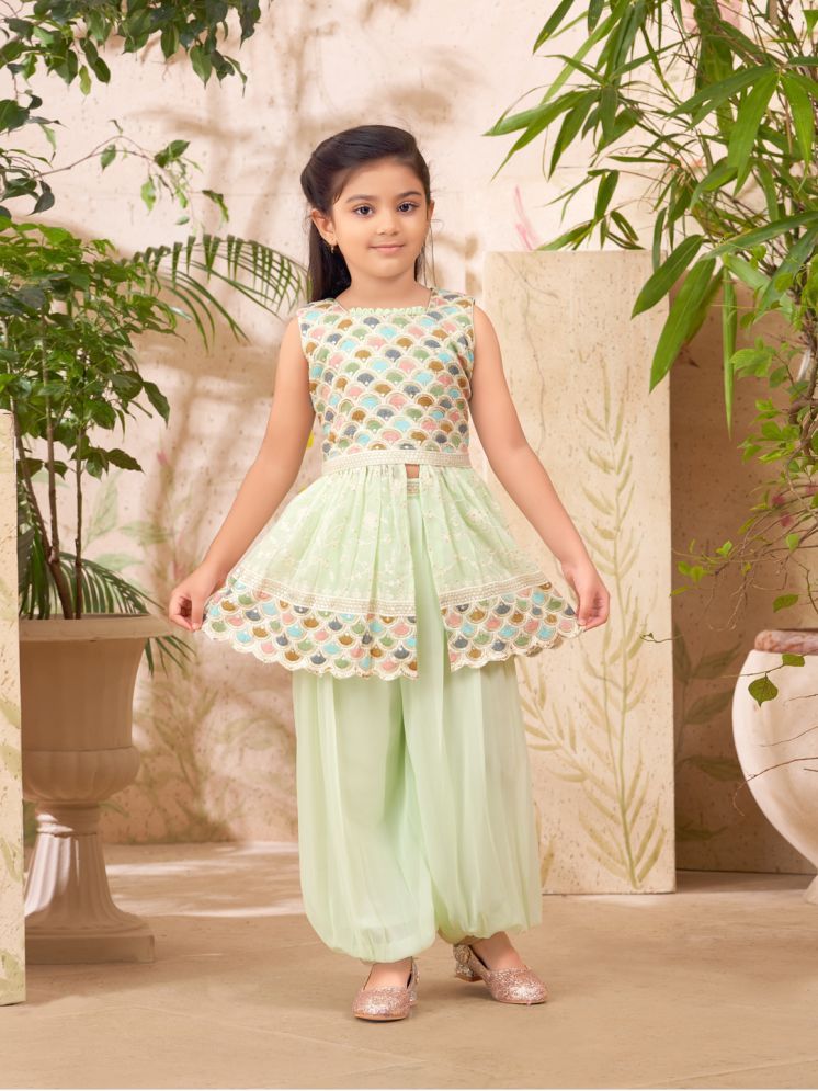     			Aarika Sea Green Georgette Girls Suit Sets ( Pack of 1 )