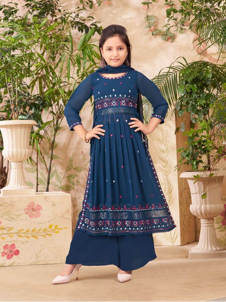     			Aarika Teal Georgette Girls Suit Sets ( Pack of 1 )