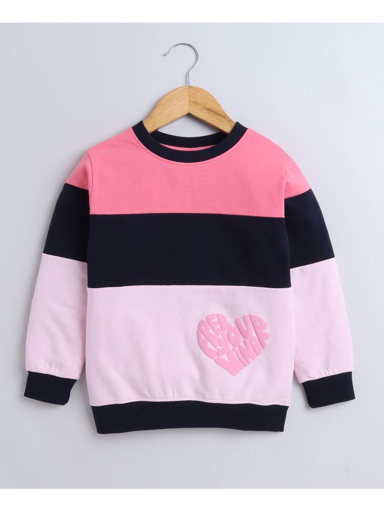     			BUMZEE Pink & Navy Girls  Full Sleeves Cotton Sweatshirt Age - 6-7 Years