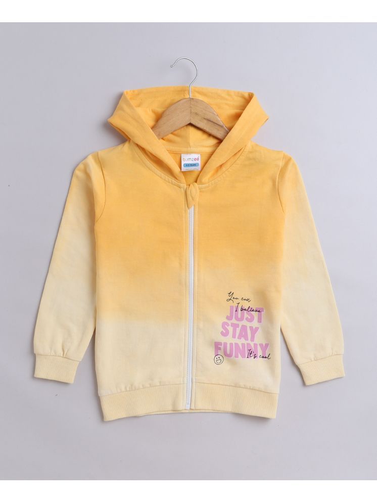     			BUMZEE Yellow Girls  Full Sleeves Cotton Hooded Zipper Sweatshirt Age - 5-6 Years