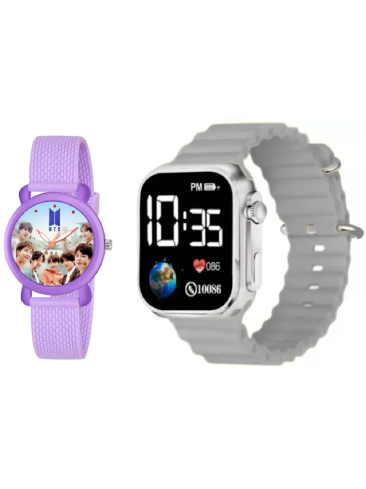     			DECLASSE Purple Silicon Analog-Digital Womens Watch