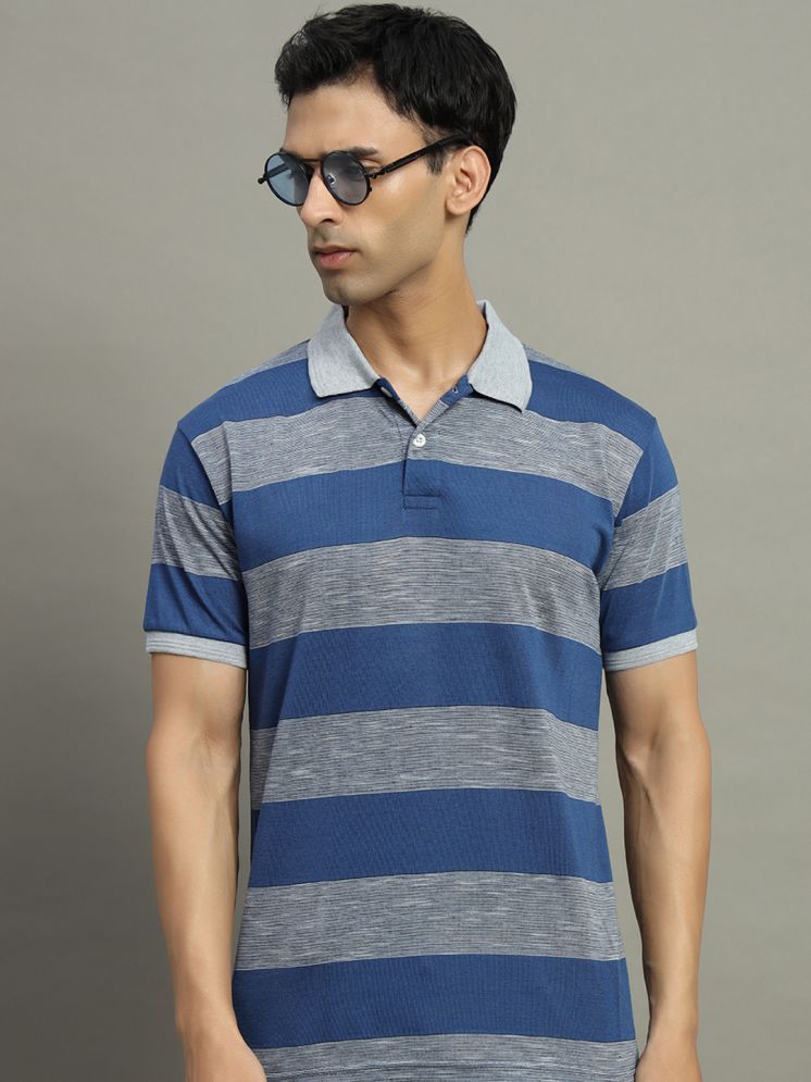     			GET GOLF Cotton Blend Regular Fit Striped Half Sleeves Men's Polo T Shirt - Grey ( Pack of 1 )