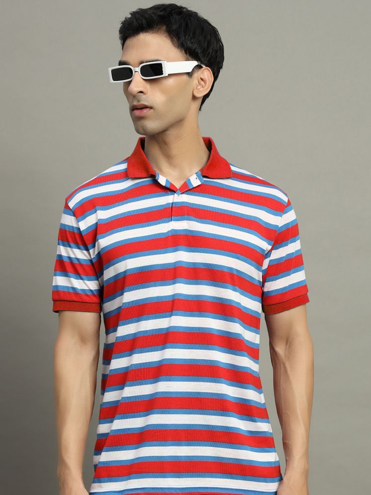     			GET GOLF Cotton Blend Regular Fit Striped Half Sleeves Men's Polo T Shirt - Red ( Pack of 1 )