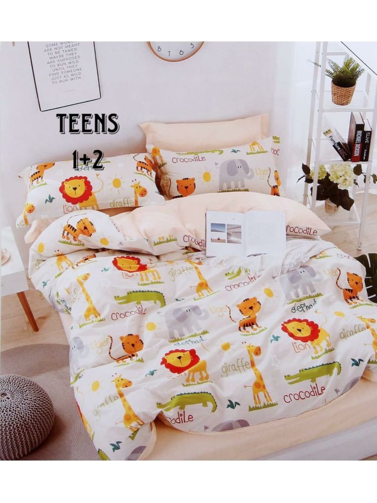     			HOME DELIGHT Glace Cotton Graphic 1 Double Bedsheet with 2 Pillow Covers - Multicolor