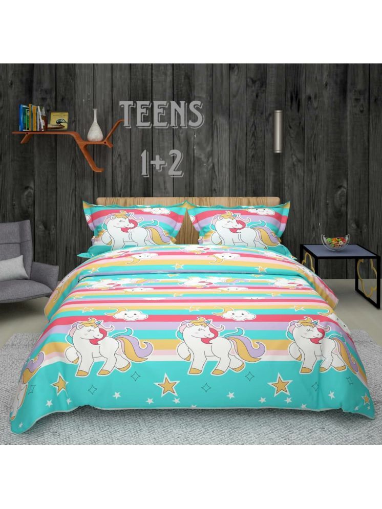     			HOME DELIGHT Glace Cotton Graphic 1 Double Bedsheet with 2 Pillow Covers - Multicolor