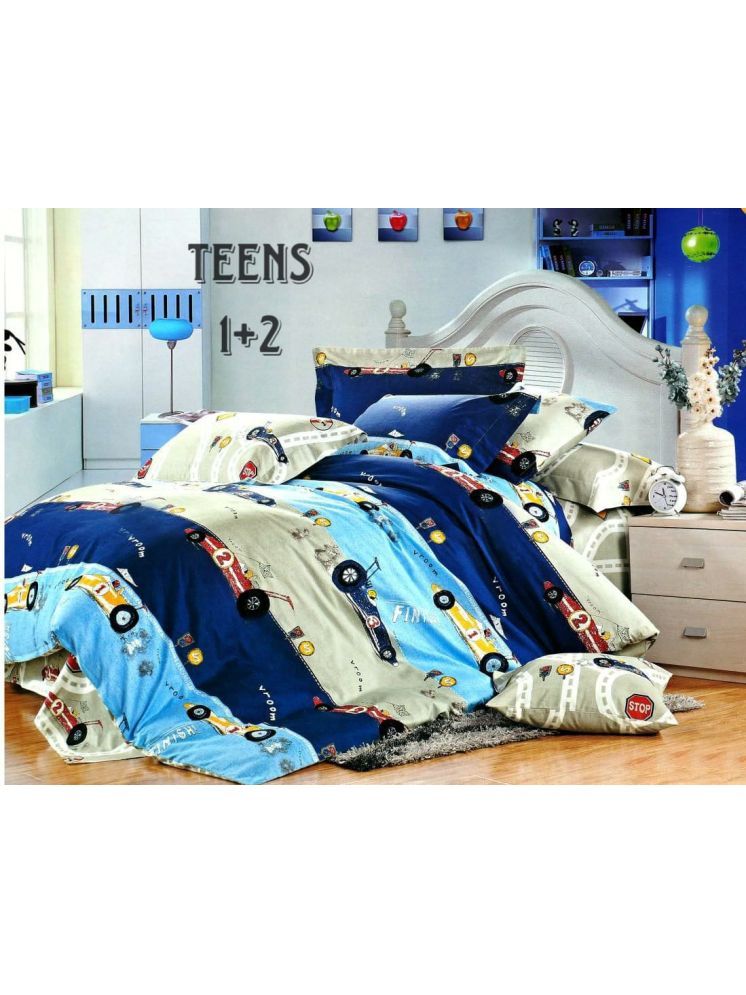     			HOME DELIGHT Glace Cotton Graphic 1 Double Bedsheet with 2 Pillow Covers - Multicolor