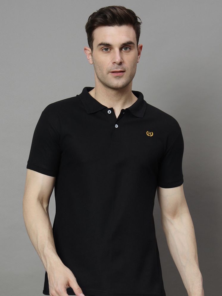     			Hushbucks Cotton Blend Regular Fit Solid Half Sleeves Men's Polo T Shirt - Black ( Pack of 1 )