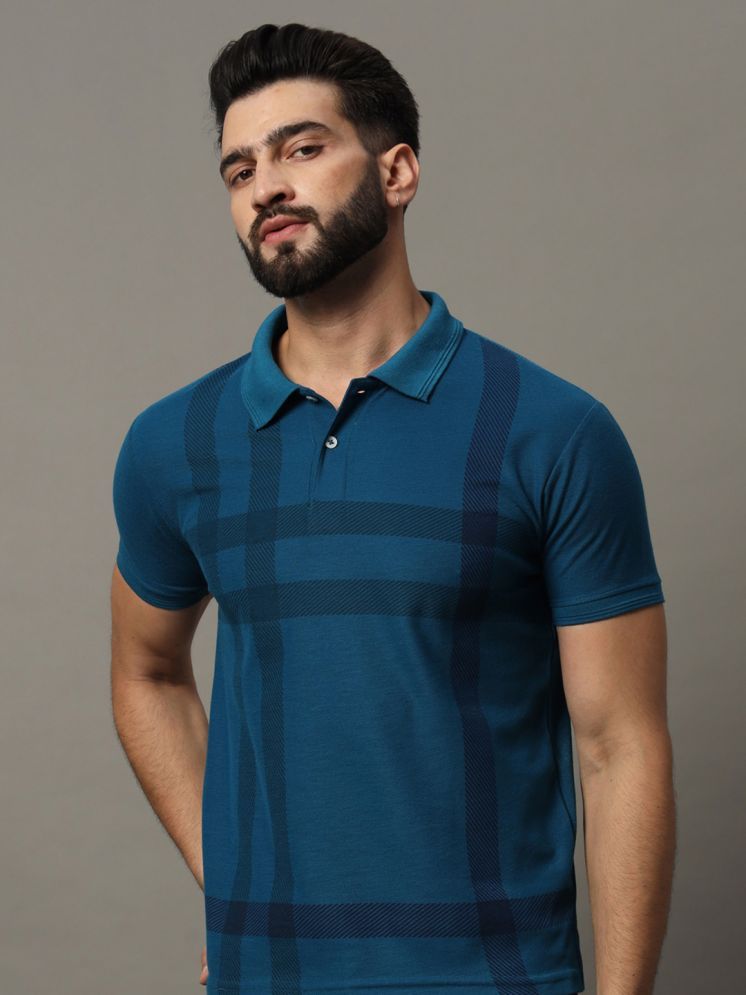     			Hushbucks Cotton Blend Regular Fit Checks Half Sleeves Men's Polo T Shirt - Teal Blue ( Pack of 1 )