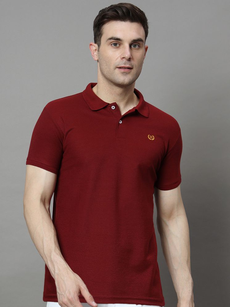     			Hushbucks Cotton Blend Regular Fit Solid Half Sleeves Men's Polo T Shirt - Maroon ( Pack of 1 )