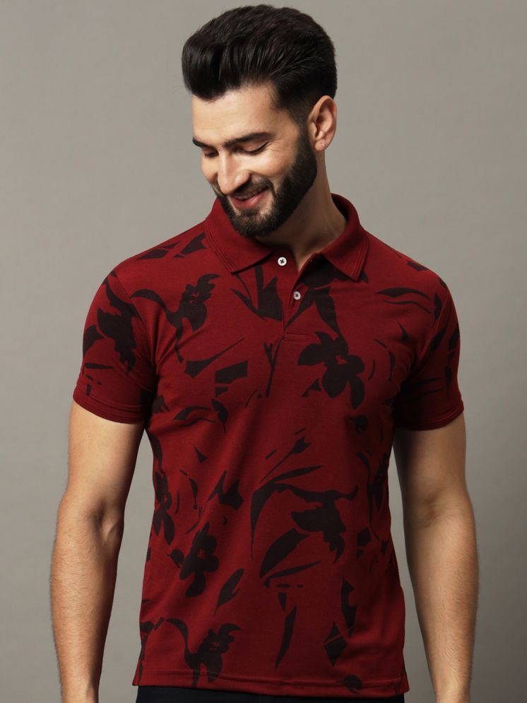     			Hushbucks Pack of 1 Cotton Blend Regular Fit Printed Half Sleeves Men's Polo T Shirt ( Maroon )