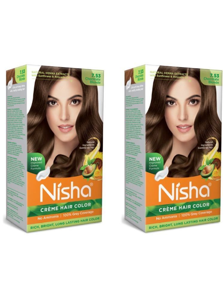     			Nisha Creme Hair Color 7.53 Chocolate Blonde 120g Pack of 2, Permanent Hair Colour for Rich, Bright & Long Lasting Hair