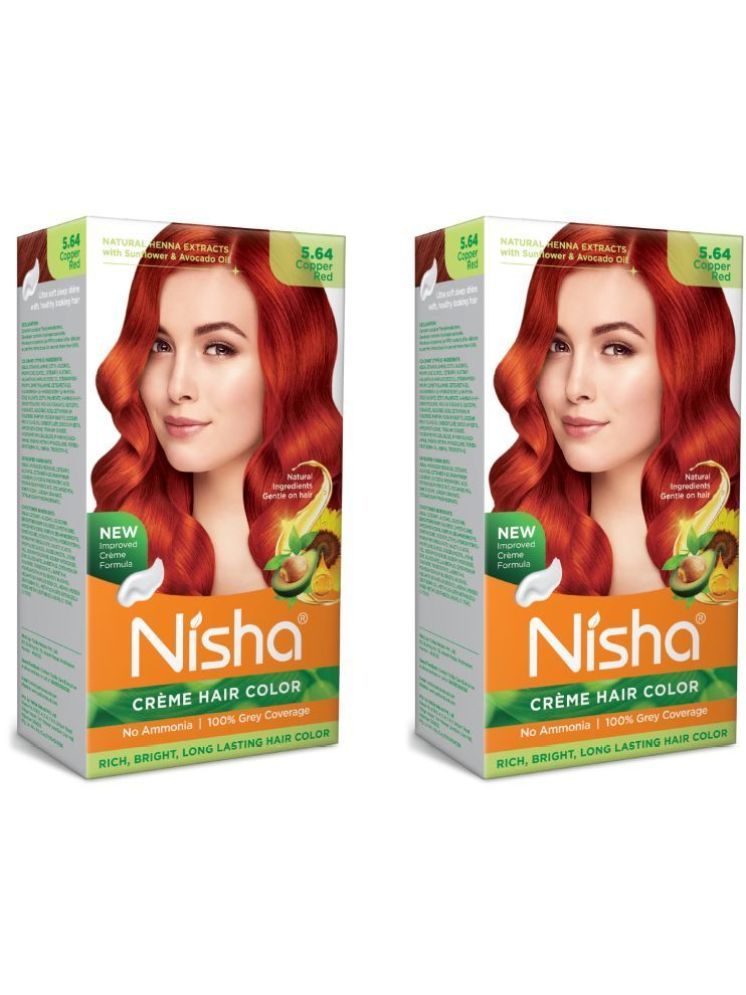     			Nisha Creme Hair Color 5.64 Copper Red 120g Pack of 2 Permanent Hair Colour for Women Men, No Ammonia 100% Grey Coverage