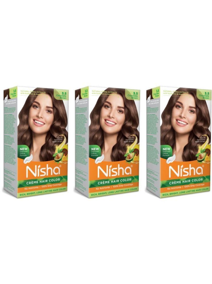     			Nisha Creme Hair Color 3.5 Chocolate Brown 120g Pack of 3, Permanent Hair Colour, No Ammonia, 100% Grey Coverage