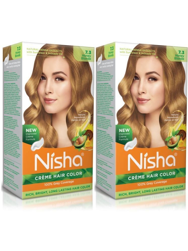     			Nisha Creme Hair Color 7.3 Honey Blonde 120g Pack of 2, Permanent Hair Colour for Long Lasting Hair, 100% Grey Coverage