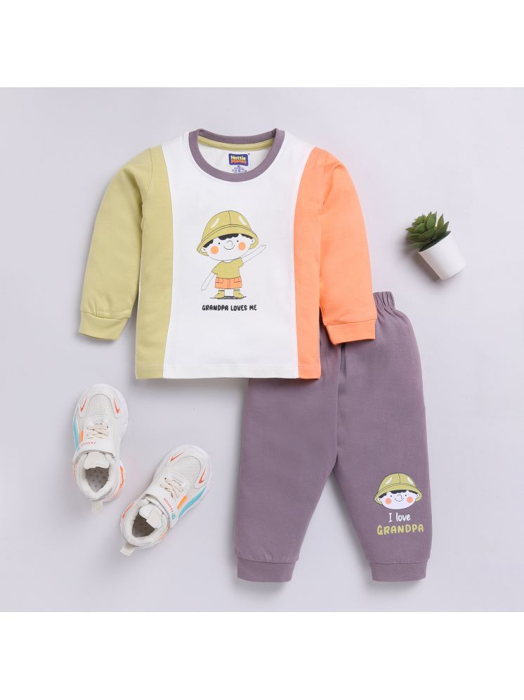     			Nottie planet Purple Cotton Boys T-Shirt & Trackpants ( Pack of 1 )