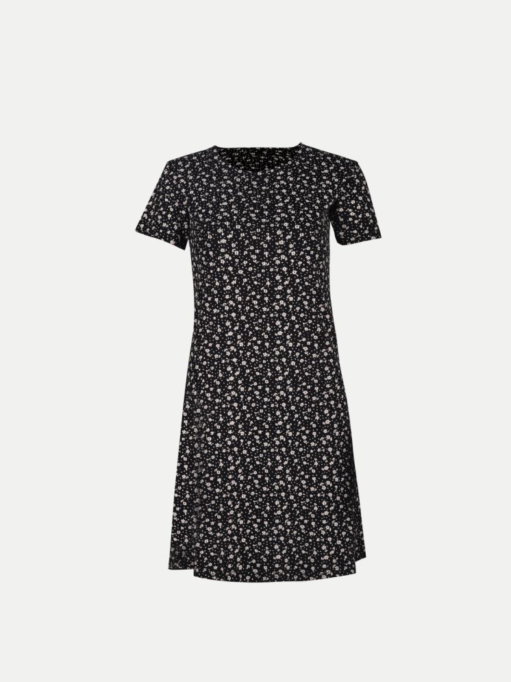     			Radprix Cotton Printed Knee Length Women's Shift Dress - Black ( Pack of 1 )