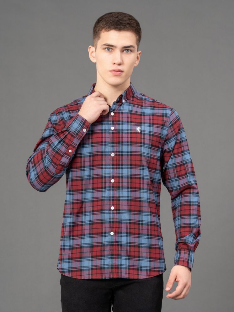     			Red Tape Cotton Blend Regular Fit Checks Full Sleeves Men's Casual Shirt - Maroon ( Pack of 1 )