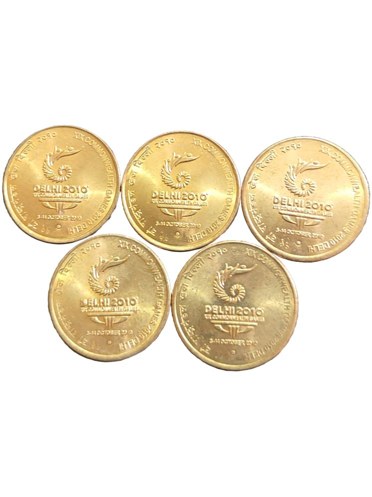     			Very Rare 5 Rupees XIX Commonwealth Games 2010 Delhi 5 Commemorative Issue Coins