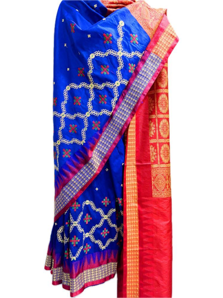     			shopeezy tex fab Art Silk Embroidered Saree With Blouse Piece - Navy Blue ( Pack of 1 )