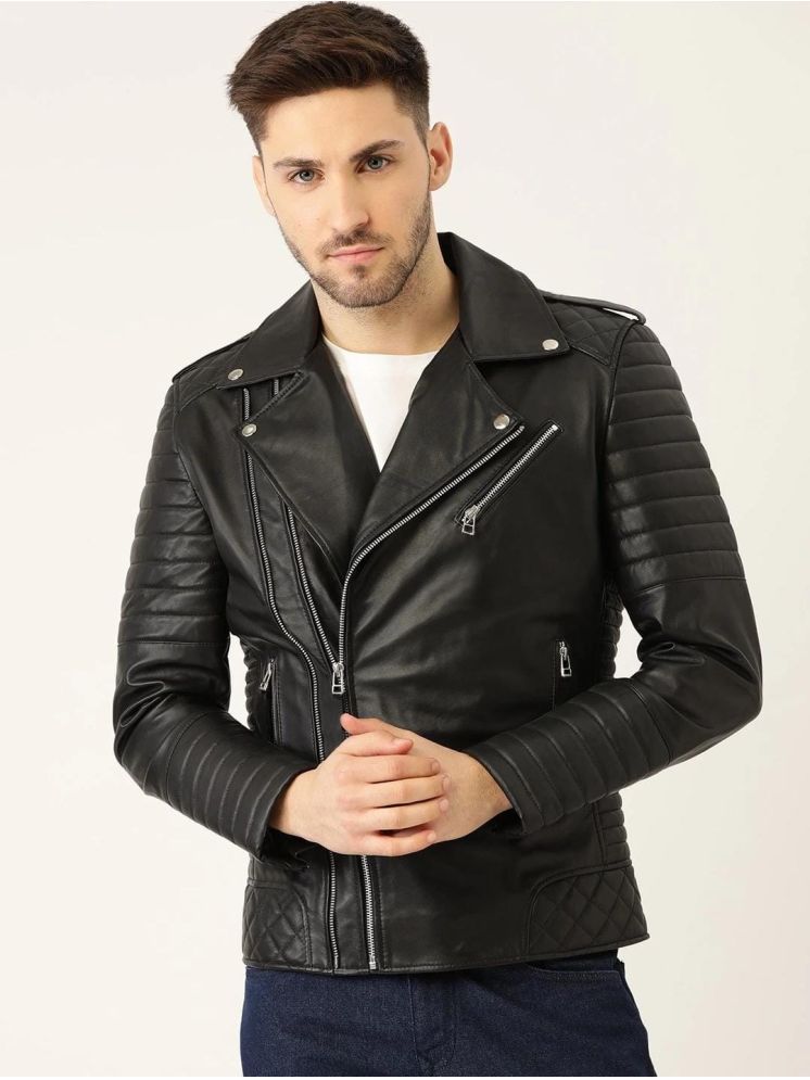     			DCENT KRAFT PU Leather Men's Biker Jacket - Black ( Pack of 1 )