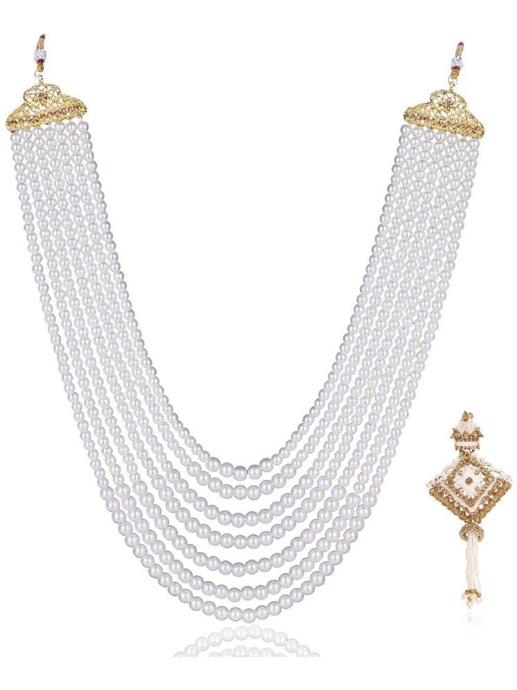     			Dulha groom sherwani Necklace/Moti Mala for Men for wedding | Groom Mala and Brooch Set