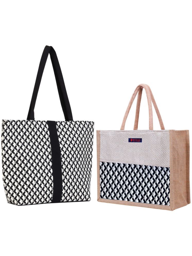     			ENSAC Black Jute Tote Bag