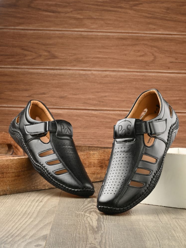     			POS Planet of Shoes - Black Men's Sandals