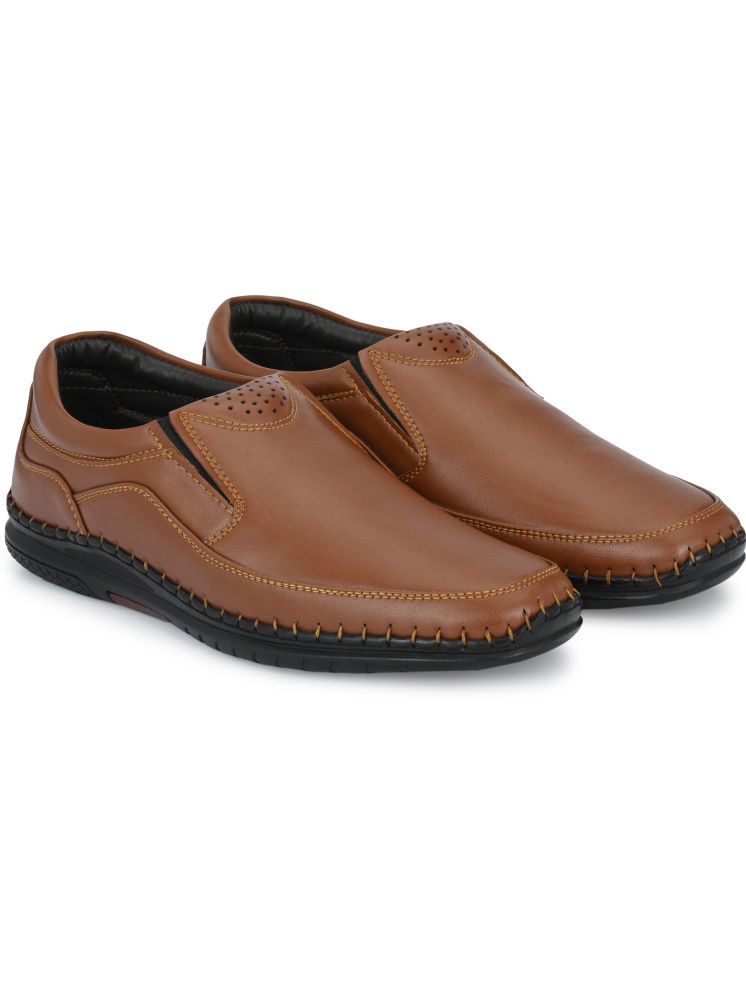     			POS Planet of Shoes Tan Men's Slip On Formal Shoes