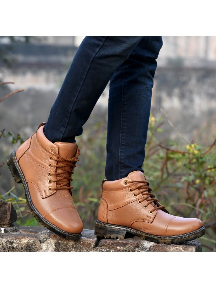     			POS Planet of Shoes Tan Men's Casual Boots