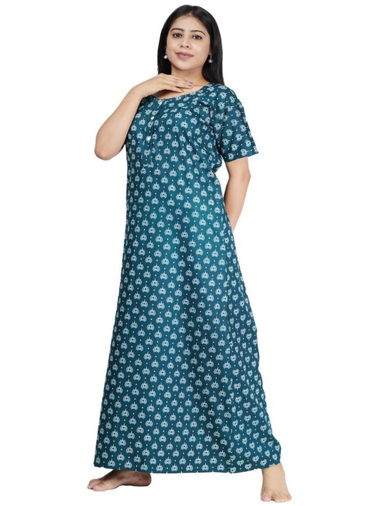     			Wristy Green Cotton Women's Nightwear Nighty & Night Gowns ( Pack of 1 )