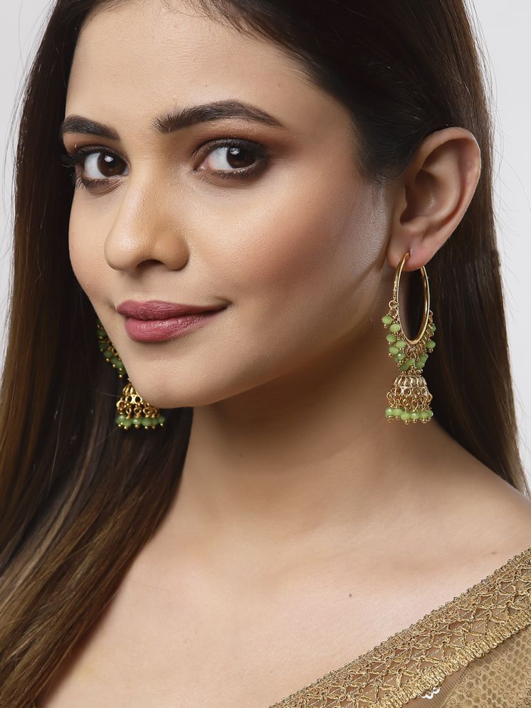     			Zeneme Sea Green Jhumki Earrings ( Pack of 1 )