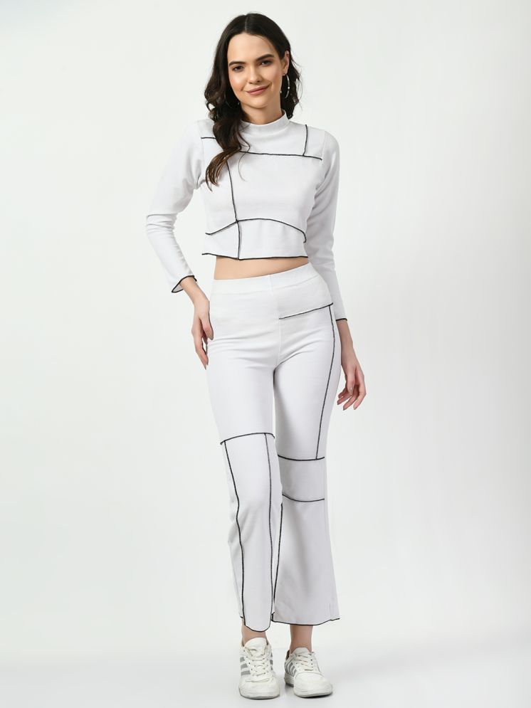     			clafoutis White Solid Pant Top Set