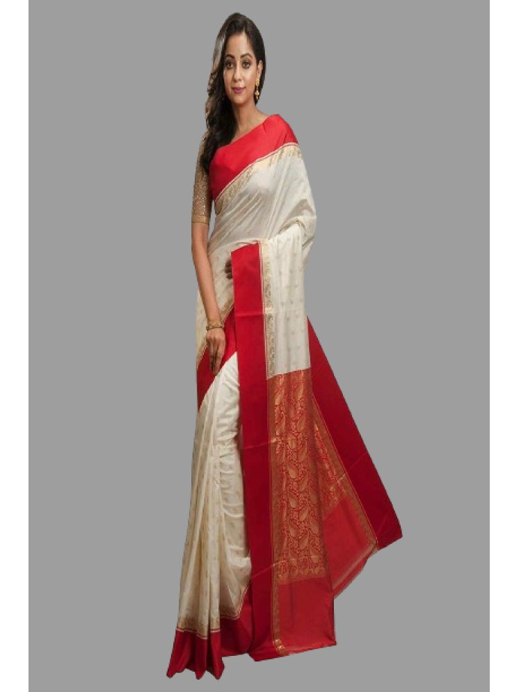     			shopeezy tex fab Art Silk Embellished Saree With Blouse Piece - Off White ( Pack of 1 )