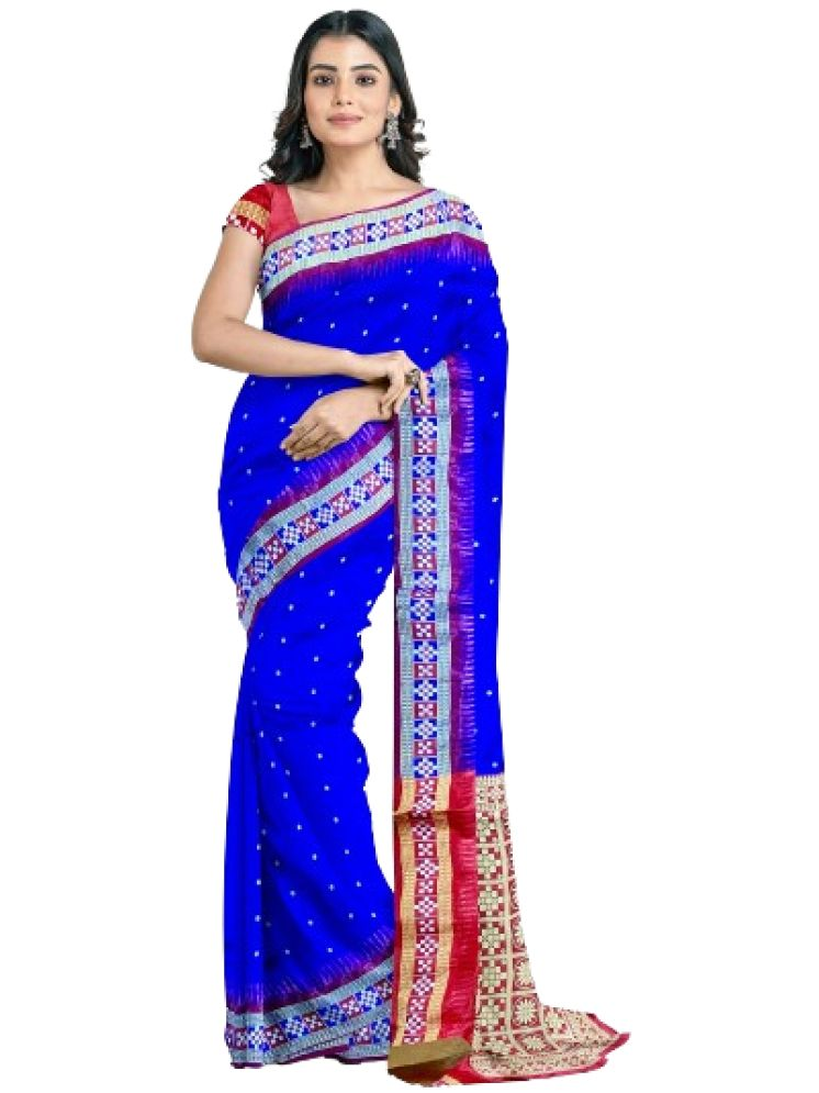     			shopeezy tex fab Silk Blend Embellished Saree With Blouse Piece - Navy Blue ( Pack of 1 )