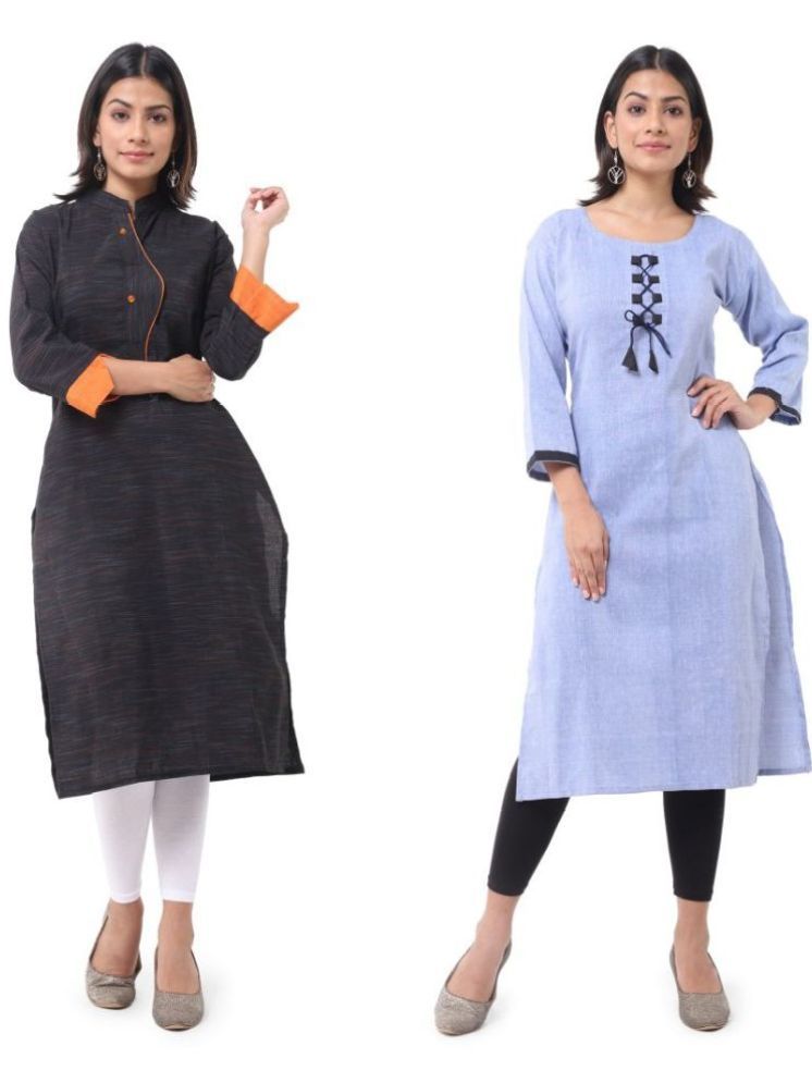     			DESHBANDHU DBK Cotton Solid Straight Women's Kurti - Multicolor ( Pack of 2 )