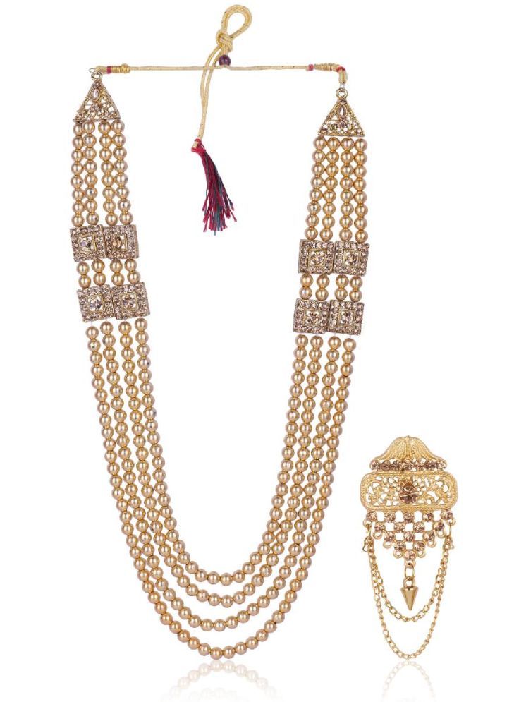     			Dulha groom sherwani Necklace/Moti Mala for Men for wedding | Groom Mala and Brooch Set