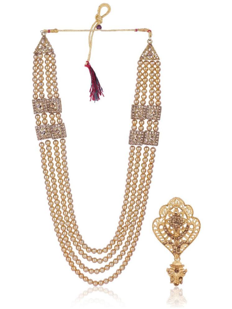     			Dulha groom sherwani Necklace/Moti Mala for Men for wedding | Groom Mala and Brooch Set