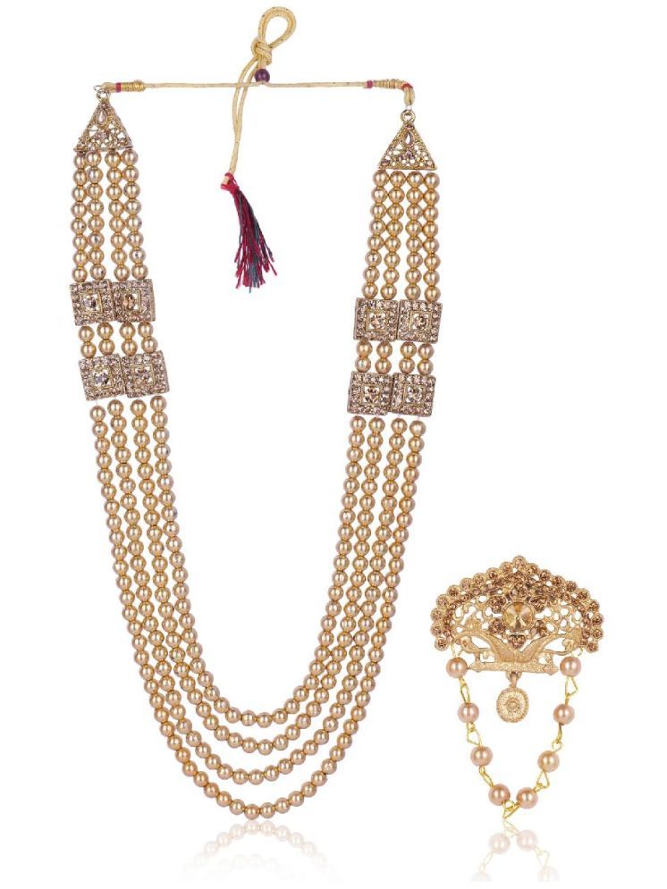     			Dulha groom sherwani Necklace/Moti Mala for Men for wedding | Groom Mala and Brooch Set