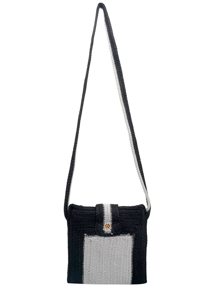     			ENSAC Black Jute Sling Bag